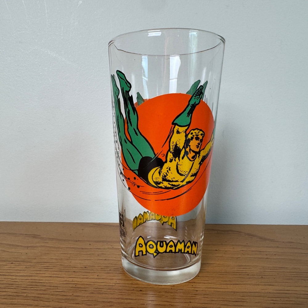 Vintage 1976 Pepsi Super Series Aquaman Glass DC Comics Collector Tumbler